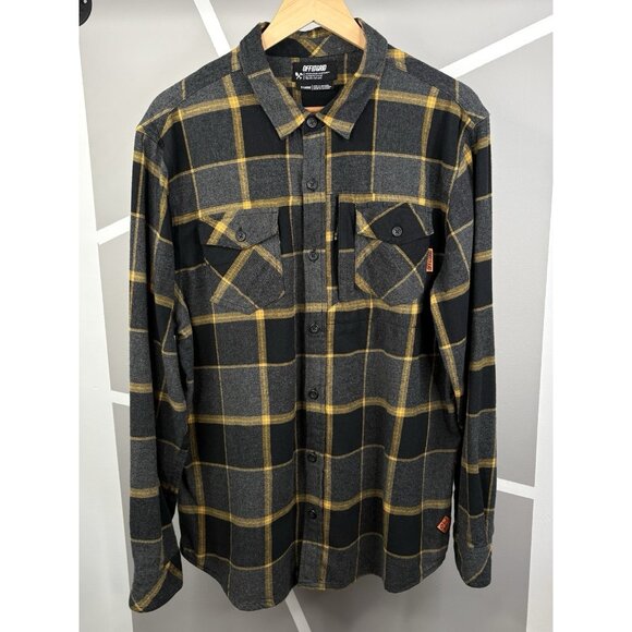 Off The Grid Destroyer Flannel Shirt Men’s XL Castlerock Grey Yellow Long Sleeve - Picture 1 of 16
